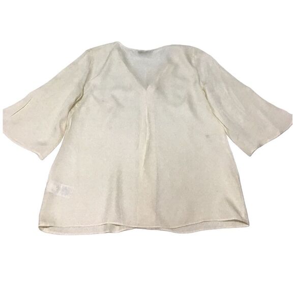J. Crew 365 Silk Flutter Sleeve V Neck Blouse New Size XS - Picture 4 of 9